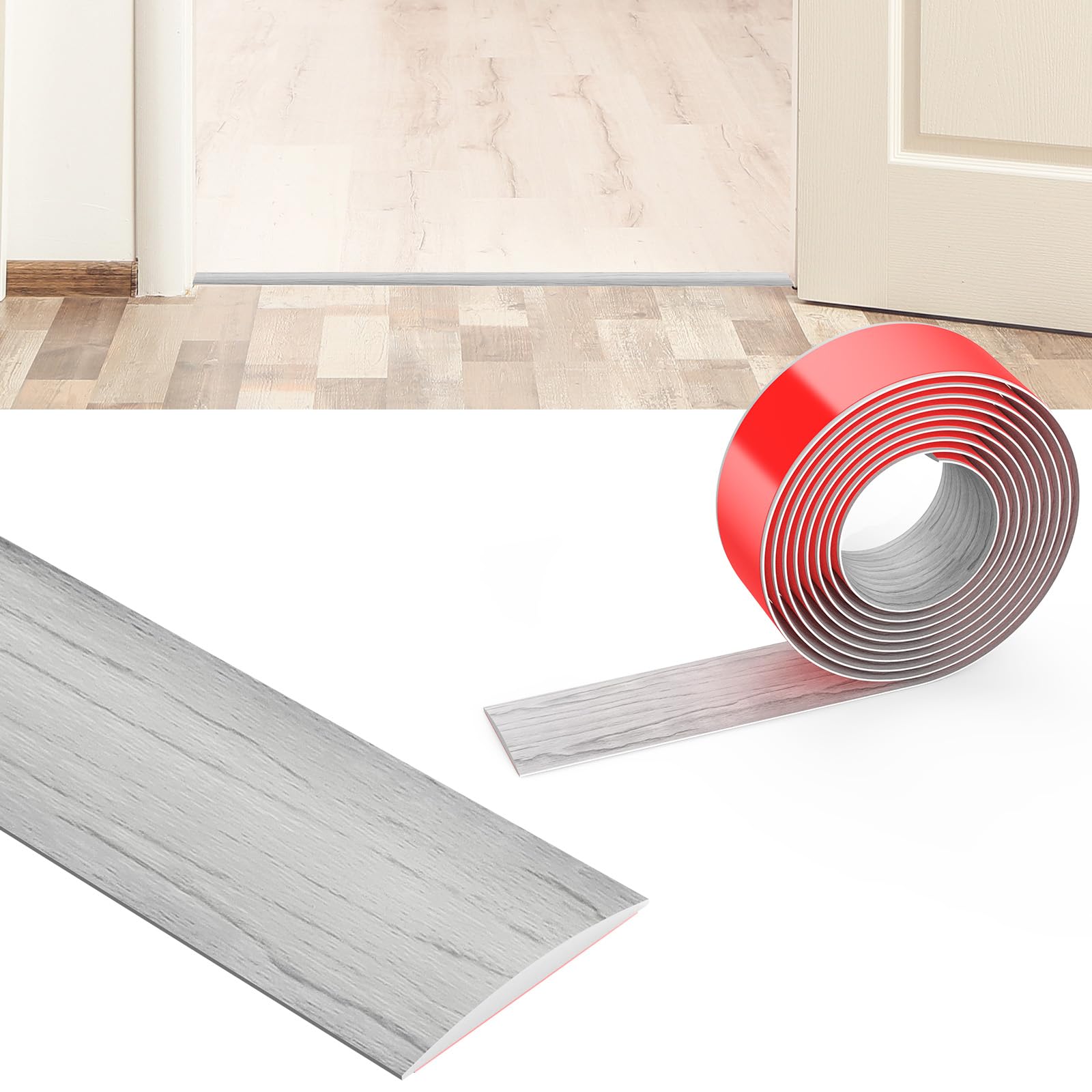 Flintronic 2M Laminate Flooring Threshold Transition Strip 5CM PVC Floor Divider, Self Adhesive Threshold Strips for Joining Floor Gaps, Carpet, Tiles