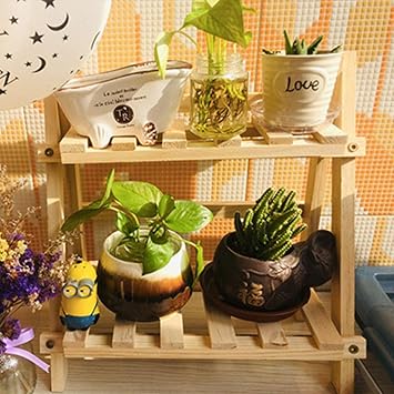 Flower Stand, Garden Rack, Wooden Gardening Rack, 2 Tiers, Slim, Flower Rack, Foldable, Compact, Functional Flower Shelf, Multi-functional Storage Rack, Tabletop, Small Storage, Flowerpot,