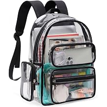 TINYAT Clear Backpack Holographic Transparent Backpack Large Capacity Transparent Pockets Stadium Suitable for Concerts Sports