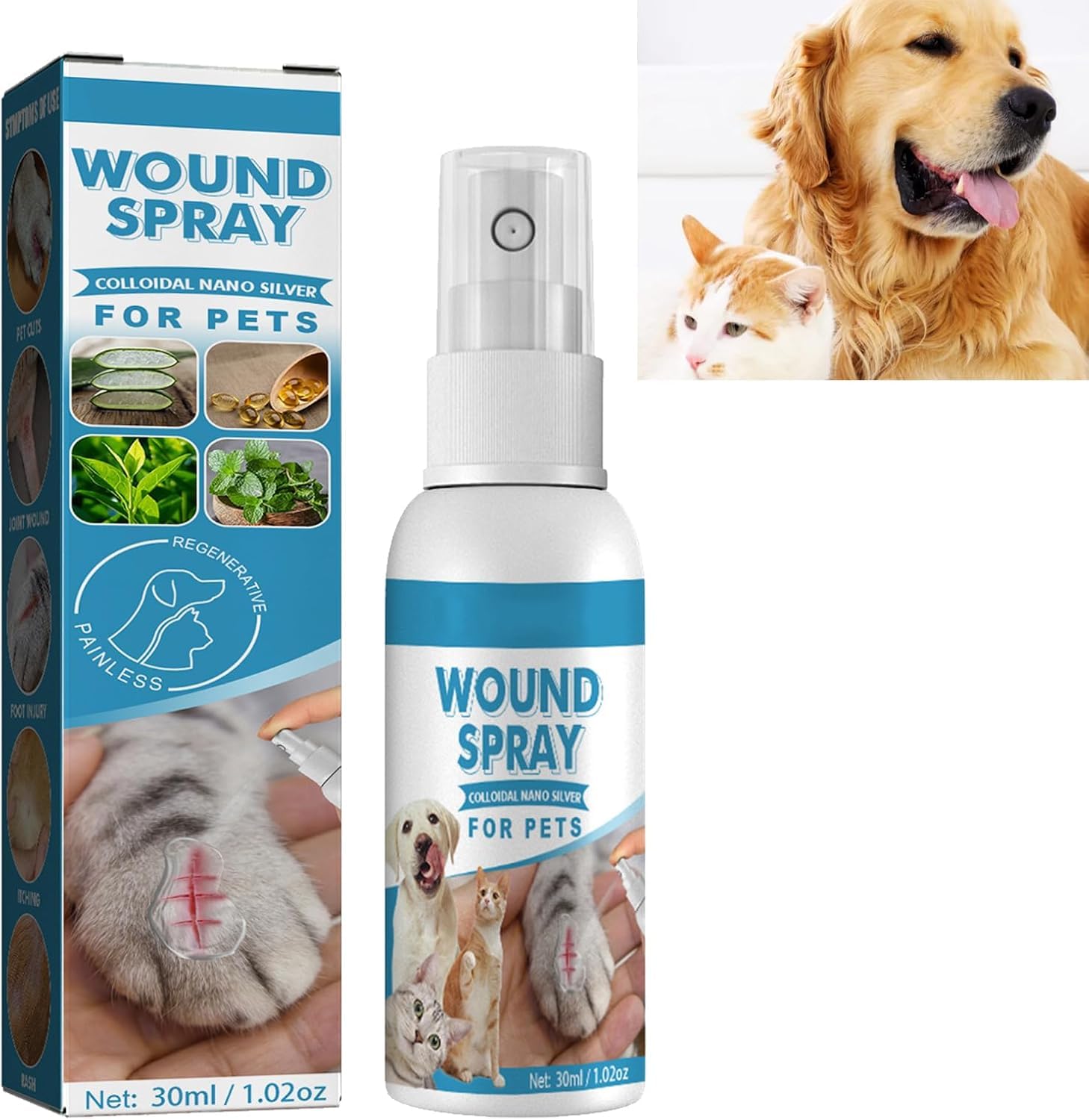 Rakiuty Pansement Liquide pour Plaies Chien,Spray de Guérison des Plaies,Spray de Nettoyage pour Animaux de Compagnie,pour Animaux Ddomestiques,pour Le Nettoyage et Le Soin