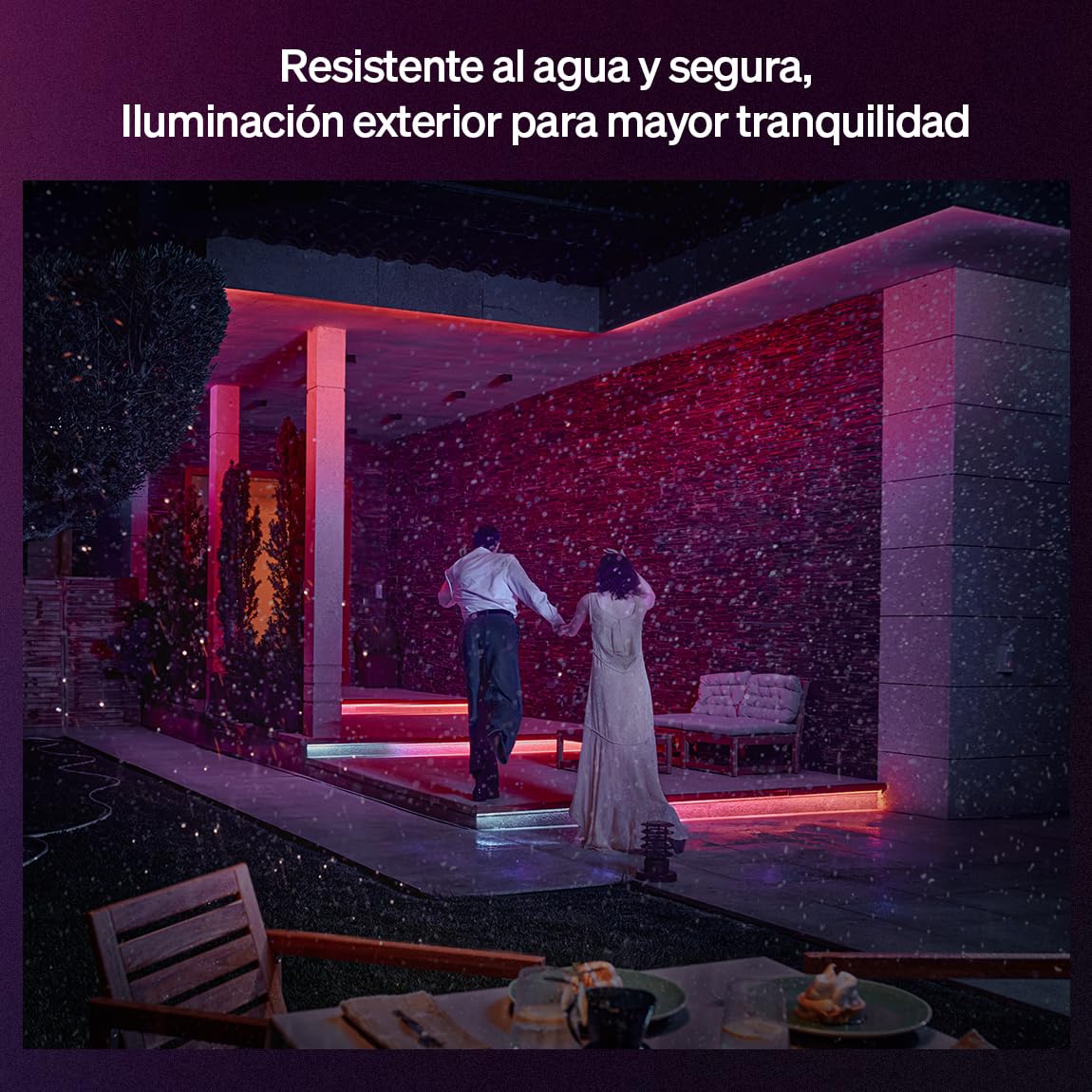 Philips Hue Flux Tira LED inteligente 5M, RGB, 1100 lm, iluminación exterior, tecnología Chromasync™, resistente al agua, baja tensión, control por app y voz, con Alexa