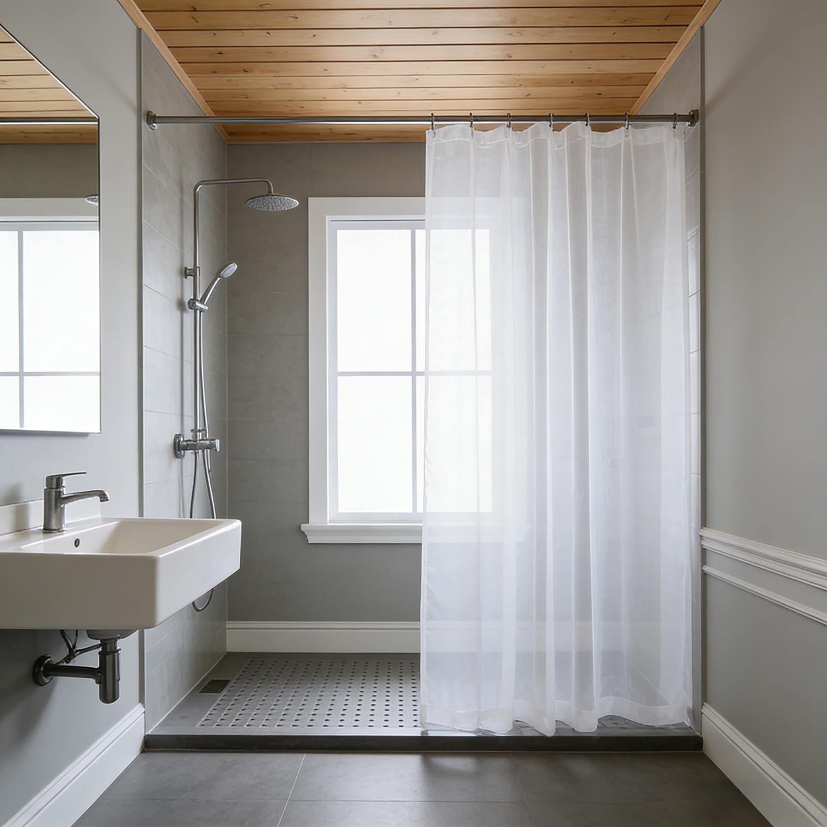 Cortinas dormitorio sin arrugas y fáciles de limpiar, visillos blancos translúcidos 102x112