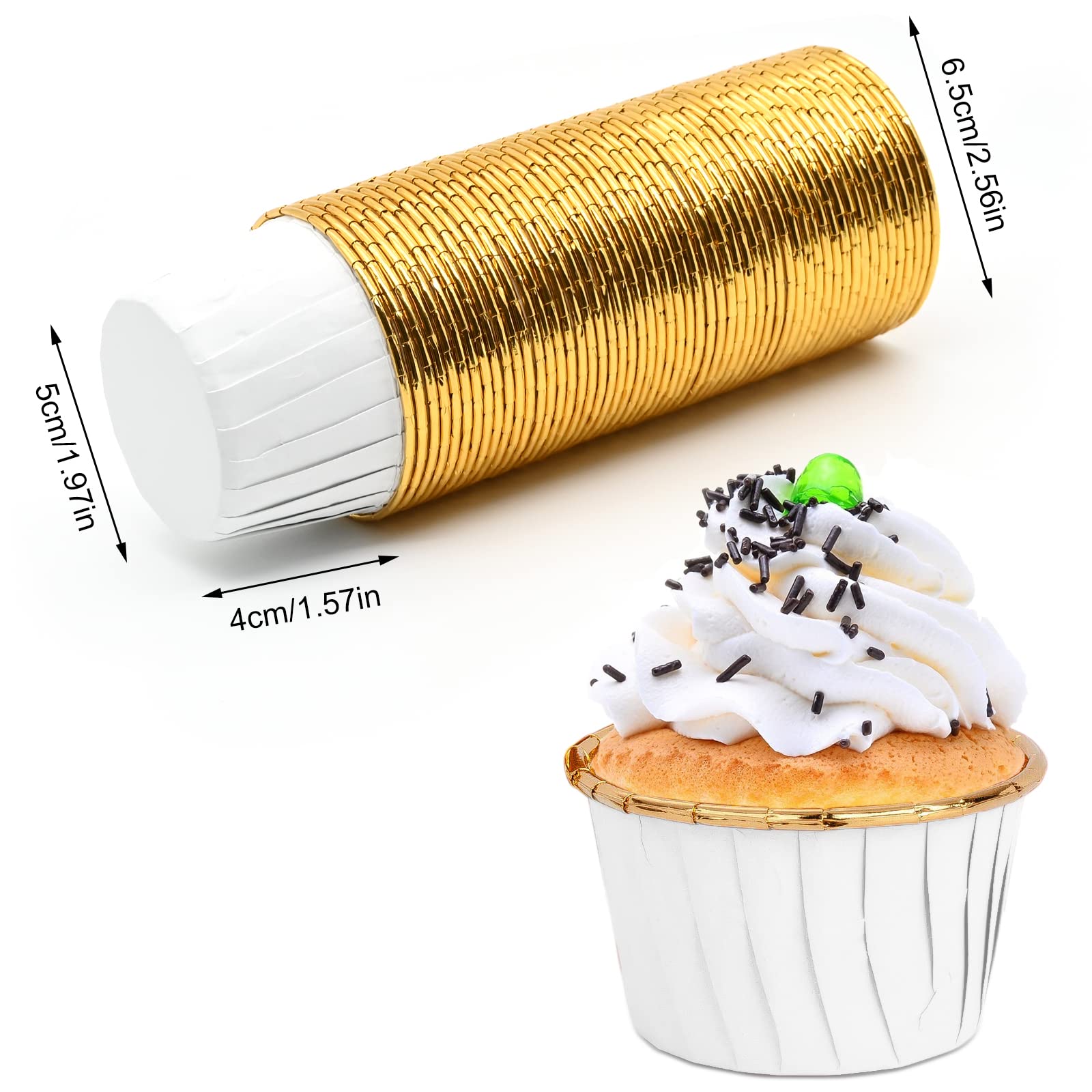 100 Caissettes Cupcakes En Papier Aluminium - Moules Or Blanc Pour Muffins, Gâteaux Et Pâtisseries, Résistants à Haute Température