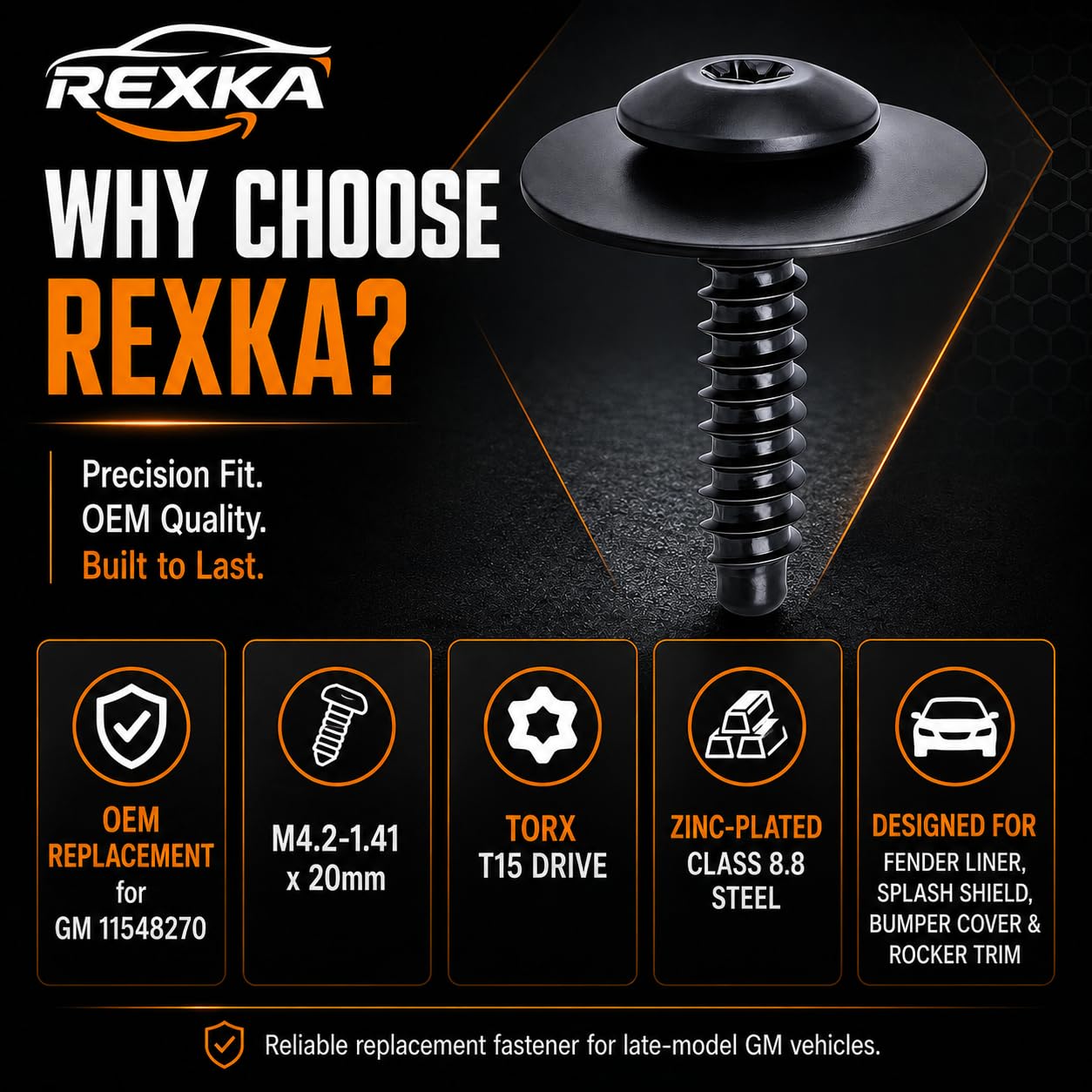 Rexka Lot de 20 vis 11548270 compatibles avec GM Chevrolet Camaro Colorado Cruze Equinox Impala Malibu Traverse Cadillac ATS CT6 CTS XT5 XTS