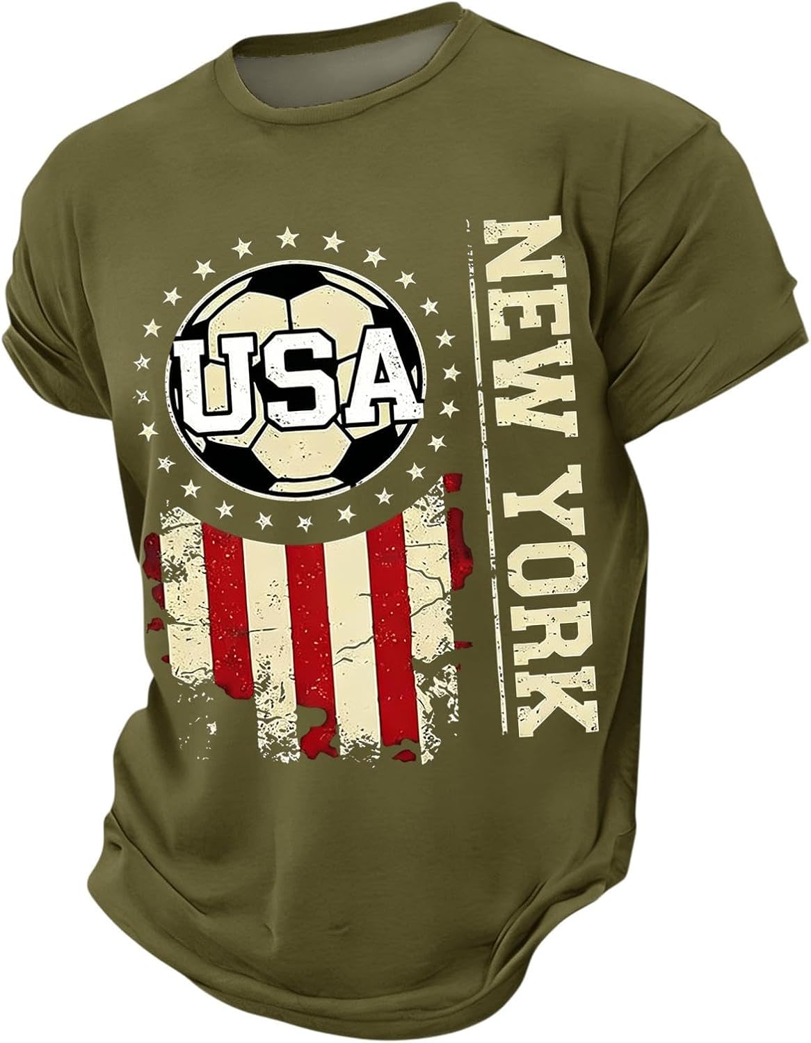 Men's Soccer Fan T-Shirt, Short Sleeve Crew Neck Sports Shirts, Casual Game Day Outfit for Soccer Lovers, S-4XL