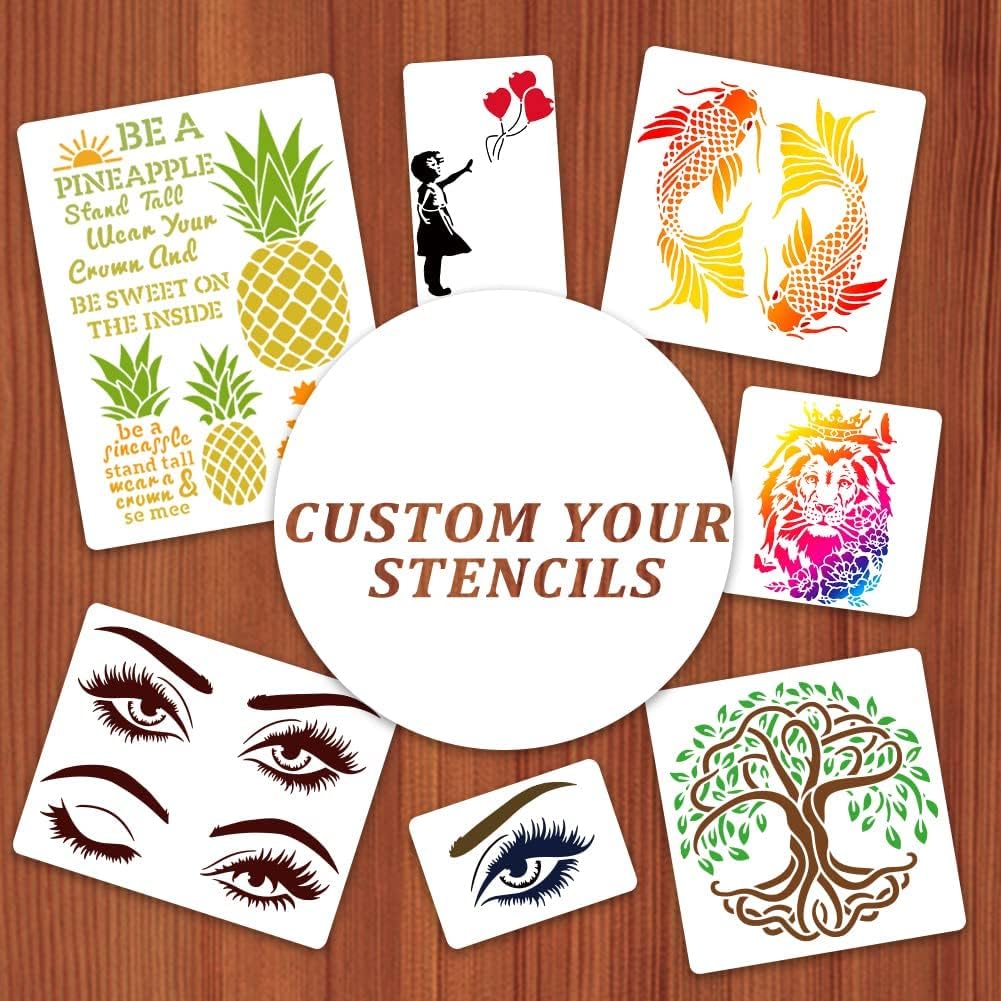 FINGERINSPIRE Custom Stencils 4x6 inch Customize Your Own Stencil Small Personalized Text Stencils for Words, Logos, Businesses, Photo Reusable Stencil for Painting on Walls, Wood, Arts and Crafts