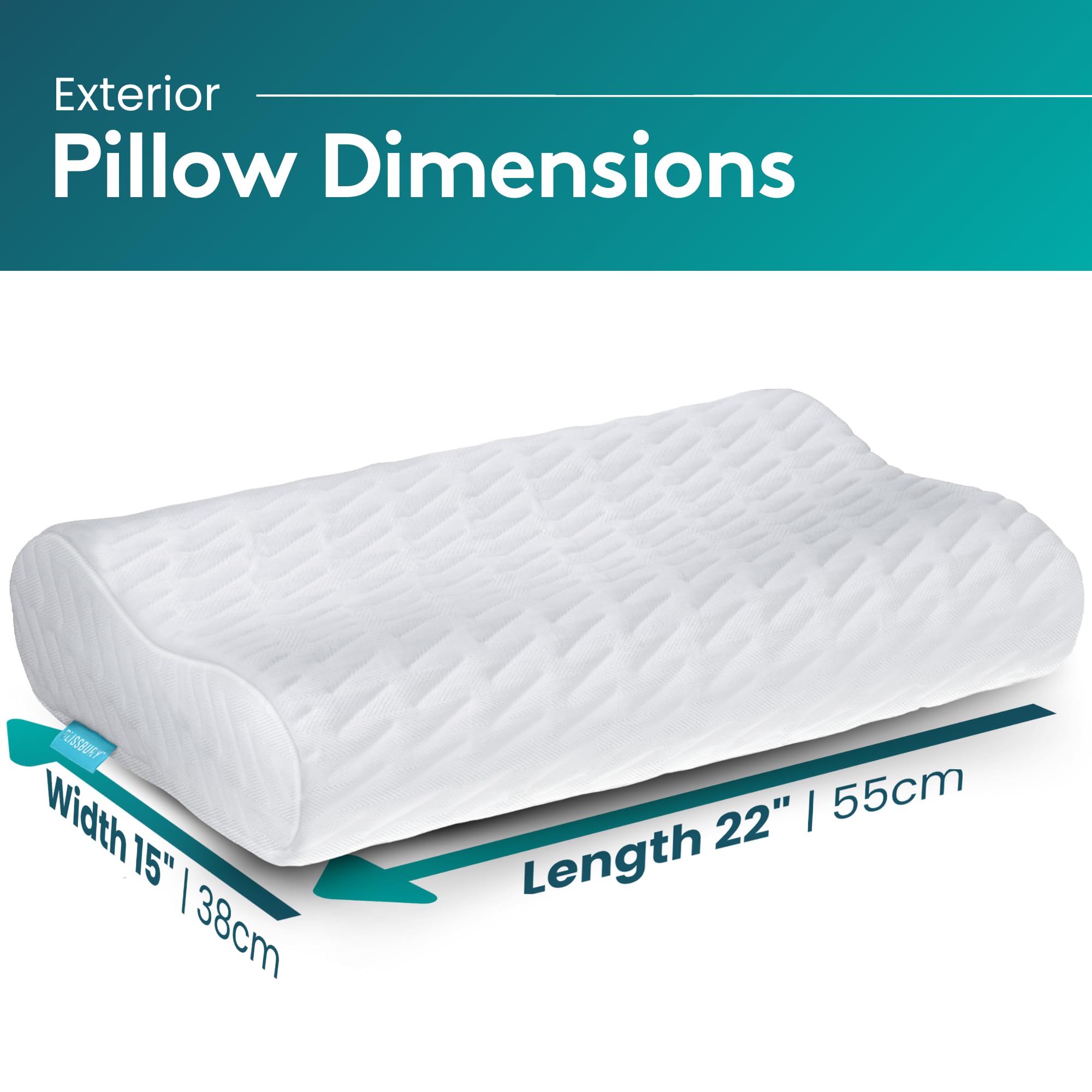 Blisbury, cuscino per contorno contorno in memory foam regolabile, cuscino cervicale per dolori al collo, supporto per schiena, stomaco, traversine laterali, include una custodia in bambù e schiuma