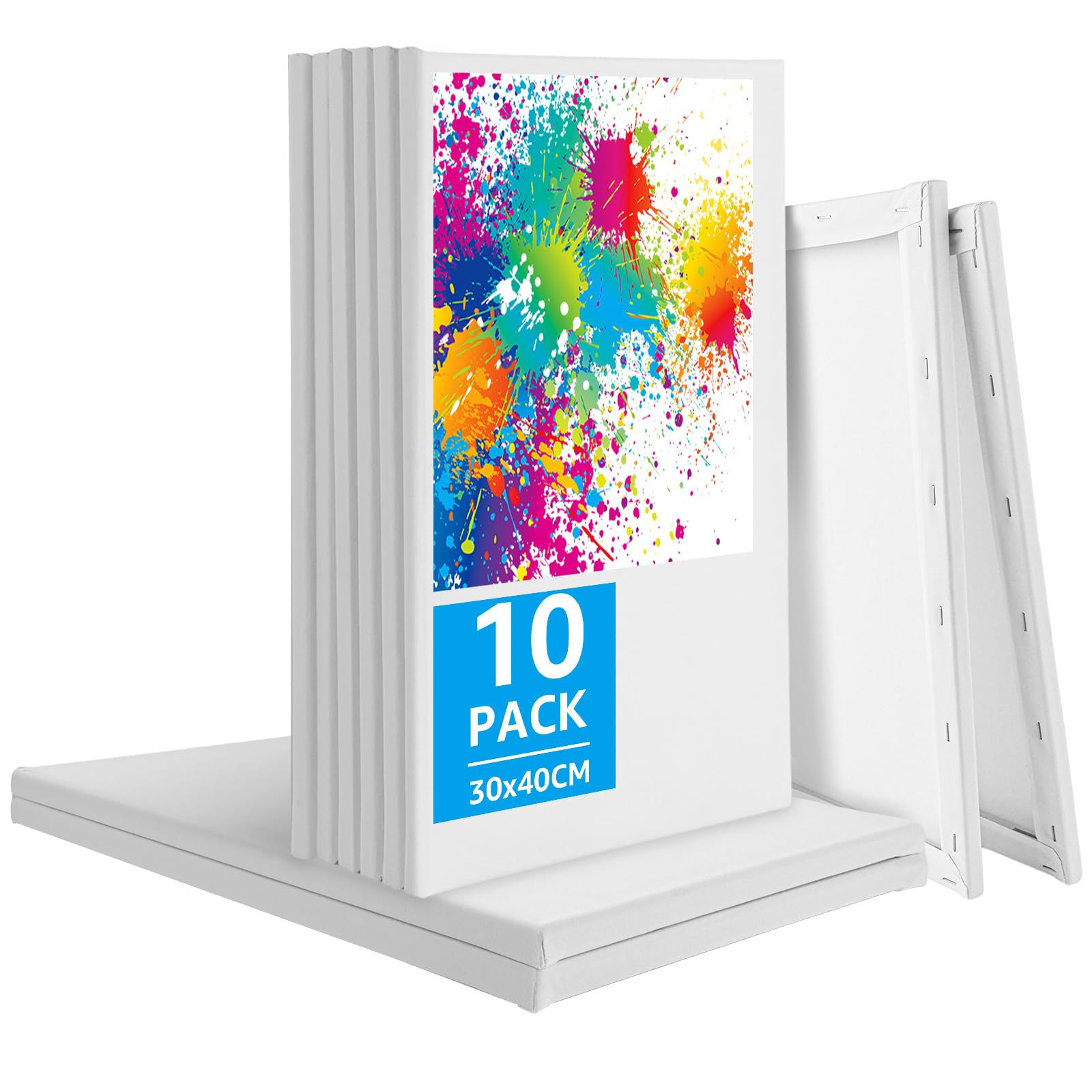JMIATRY Lot de 10 Toiles à Peindre 30 x 40 cm, Toile Peinture, Tableau Peinture pour Peintures Acryliques, Peintures à l'huile, Gouache Coton sans Acide
