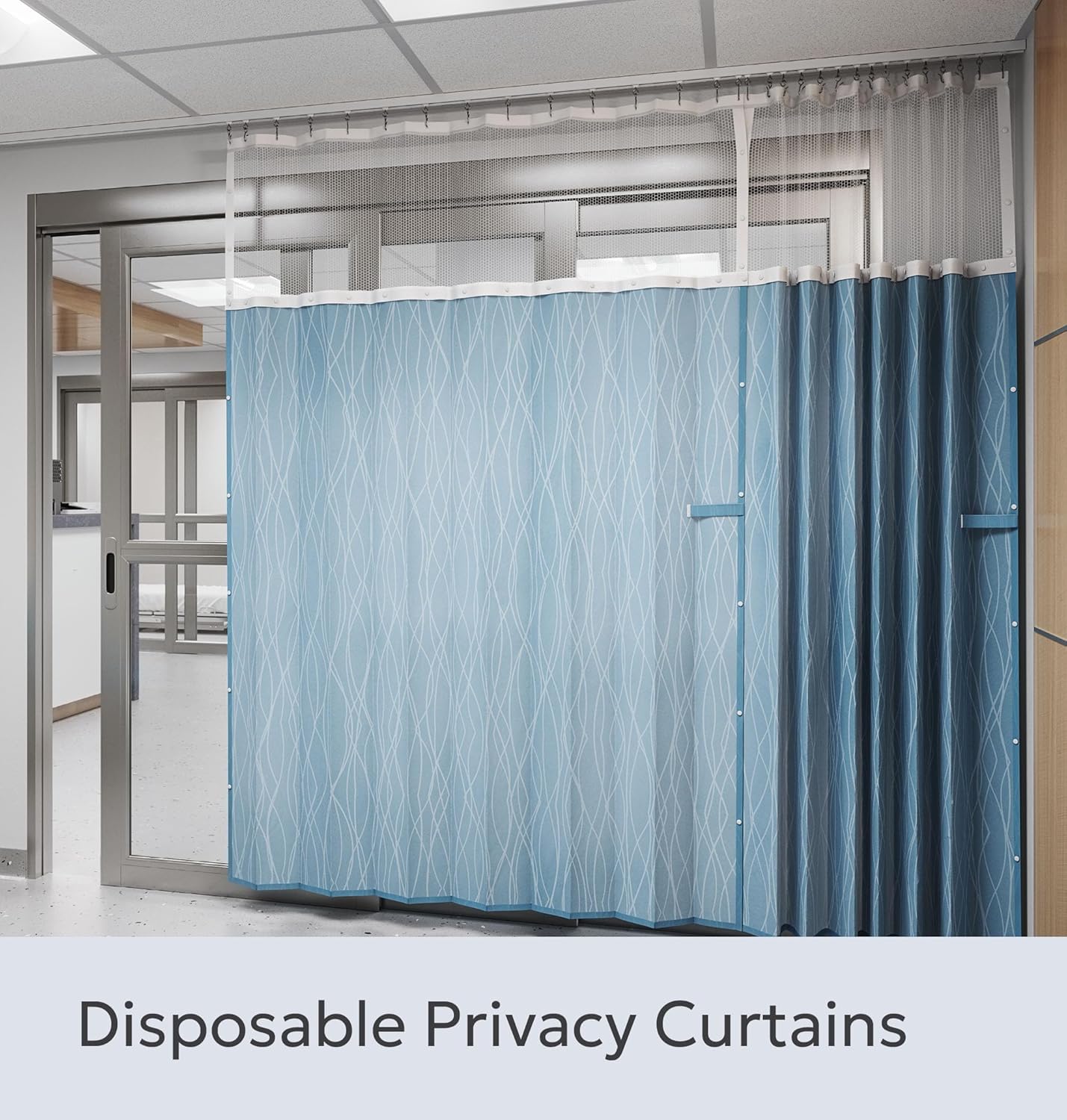 Covoc Disposable Privacy Curtains for Medical Facilities - Hospital Curtains with Mesh for Healthcare - Recyclable Polypropylene, NFPA 701 - Case of 24 - for 8' Ceilings (72