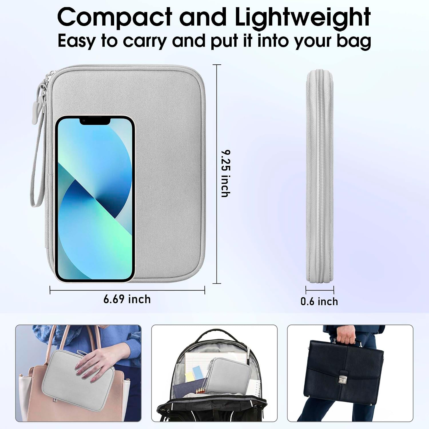 Bolsa organizadora de cabos eletrônicos Travel Essentials, bolsa de transporte, portátil, impermeável, de camada única, bolsa de armazenamento para cabo, carregador, telefone, fone de ouvido, cinza
