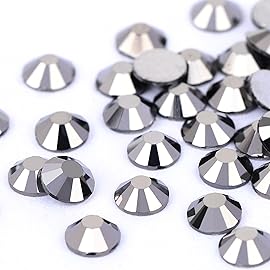 Novani Rhinestones Flatback Rhinestones Glass Nail Gems Stones Jewels Round Gemstones Non-Hotfix Crystal,SS6,1440 Pieces,Hematite Black