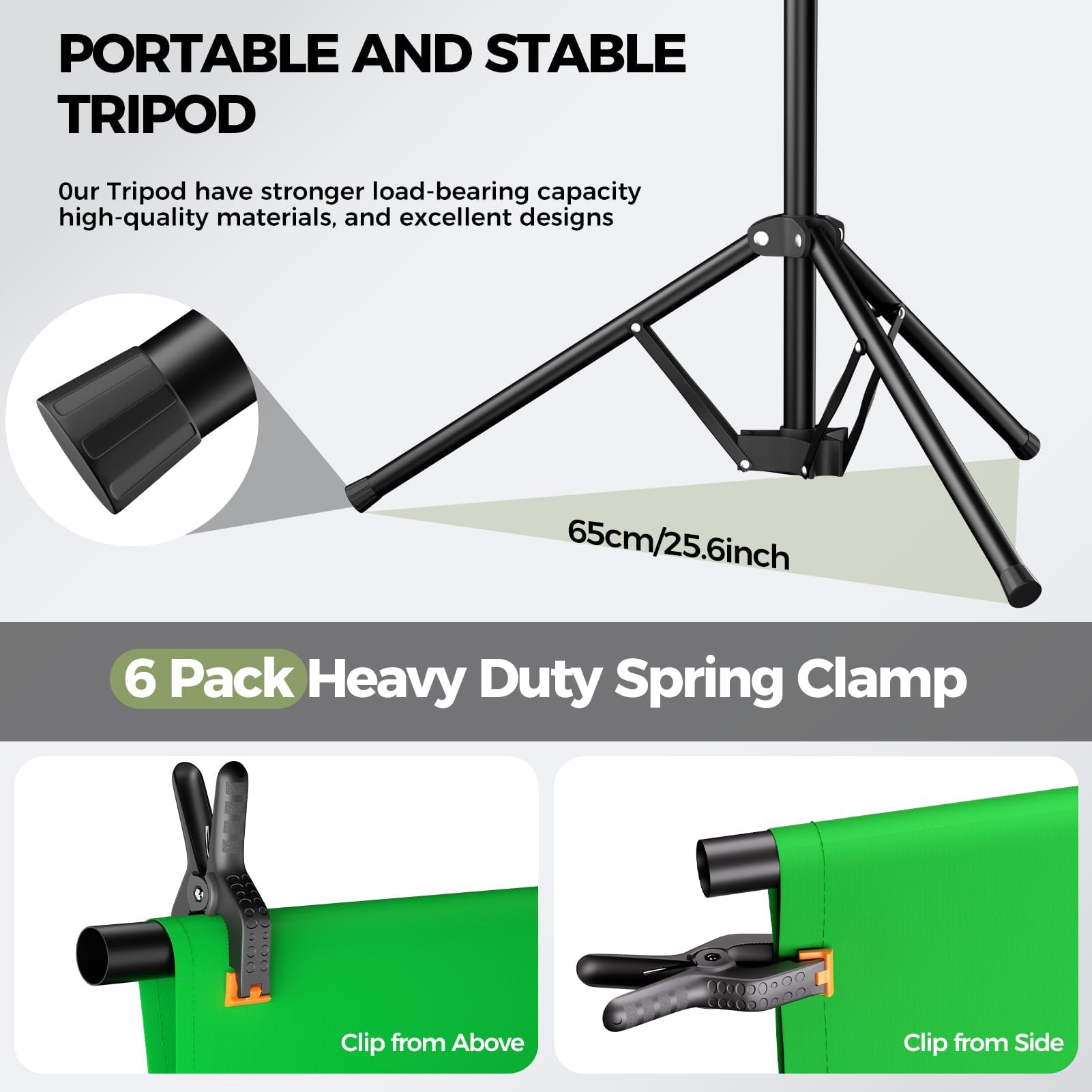 EMART Kit sfondo verde con base pieghevole inversa, sfondo verde per foto da 1,5 x 2 m, con supporto portatile a forma di T e 5 morsetti per fotografia, servizi fotografici, registrazione video in