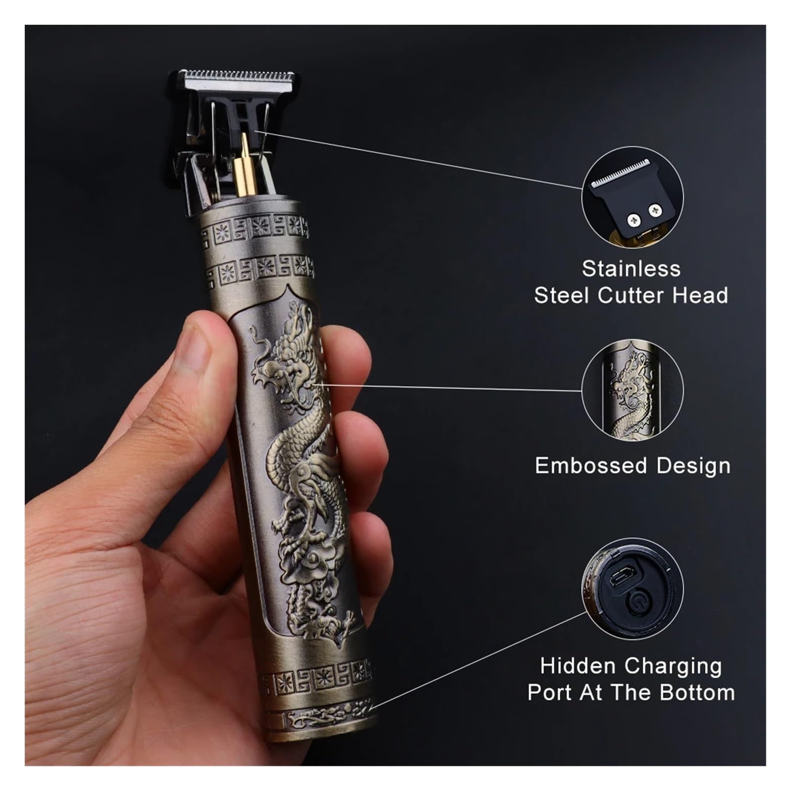 Razors Vintage T9 Haarschneidemaschine für Herren, professionelle Haarschneidemaschine, kabelloser Bartschneider für Zuhause, Reisen, kabelloser Haarschneider (Kunststoff5)