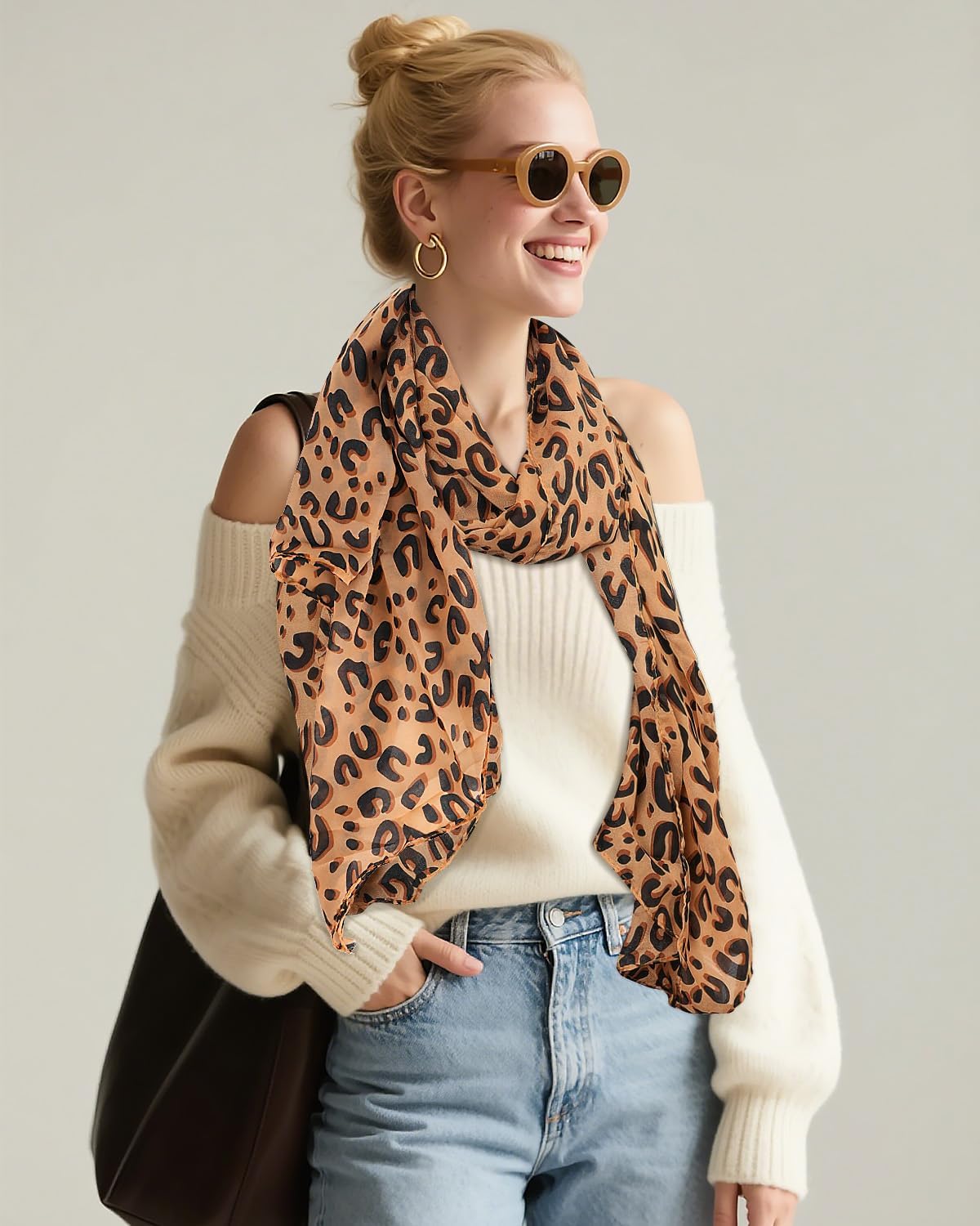 7 Pcs Cheetah Print Accessories, Leopard Earrings and Scarf, Adjustable Belt, Animal Print Headband, Boho Leopard Jewelry Gifts Set for Women - Image 4