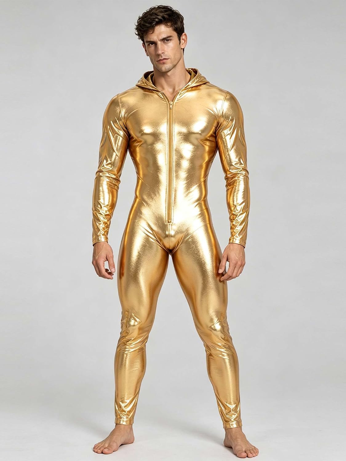 Men Gymnastics Unitard Shiny Metallic Unitard