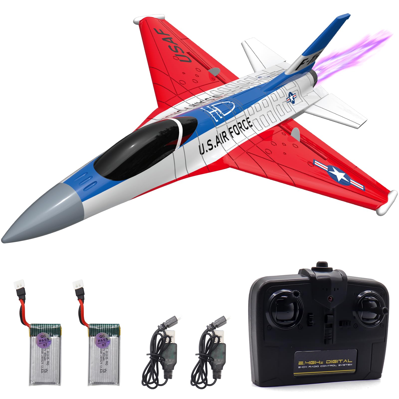 Dollox RC Airplane Toys F-16 Fighting Falcon 2CH Remote Control  Plane Jet RC Fighter Airplanes Ready to Fly Beginner RC Plane with Lights RC