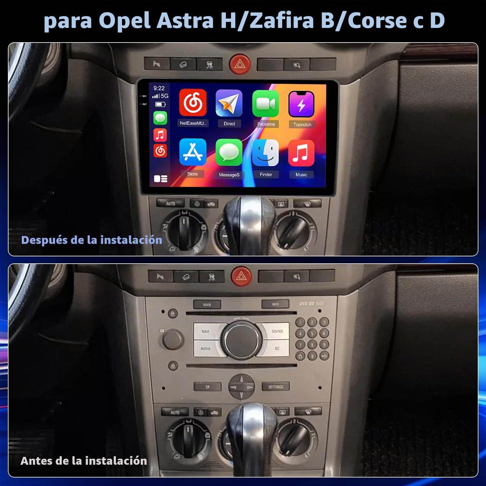 Hikity 4+64G 9" Radio Android para Opel Astra H/Zafira B/Corse C D