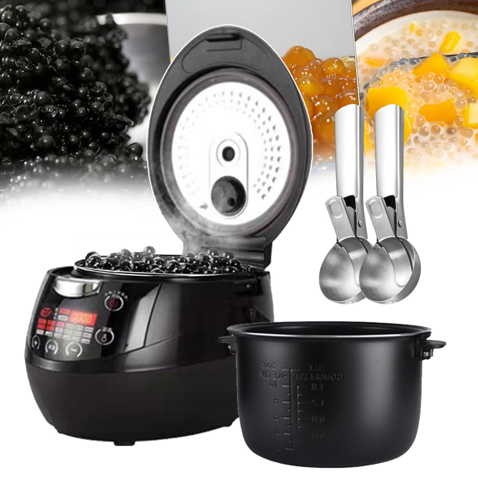 Cuiseur à perles automatique 6 l 900 W bubble tea, sagou, pudding, avec couvercle et cuillères