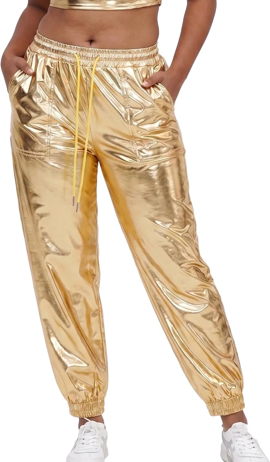 Metallic Shiny Parachute Pants for Women Rave