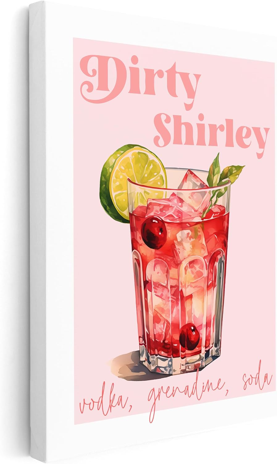 Poster Master Dirty Shirley Canvas - Cocktail Recipe Print - Vodka Art - Bar Cart Wall Design - Bartender Art - Great Wall Kitchen or Restaurant Wall Decor - 8x10 STRETCHED Canvas