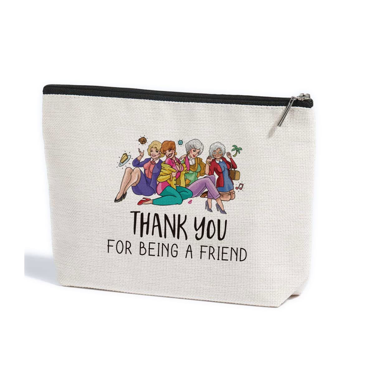 N Funny Golden Friends Makeup Bag Thank You for Being A Friend Girls Inspired Gift TV Show Merchandise for Women Fans Teens Girls Grandma Mom Friends
