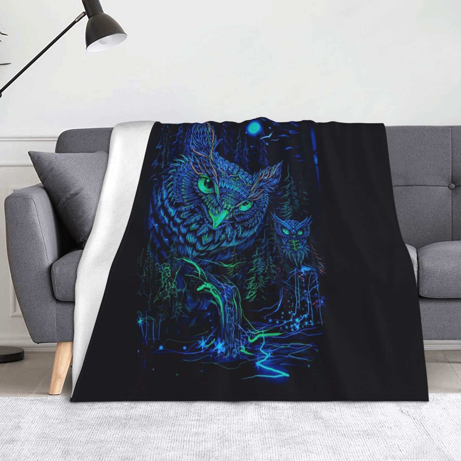 Couverture microfibre premium hibou galaxie en flanelle douce et respirante