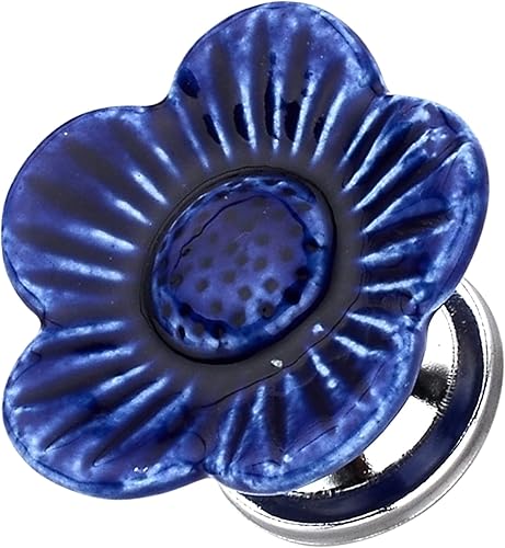 Miniatura 3 de Mascot Hardware Paquete de 10 pomos de cerámica para gabinete, color azul Poppy de 2 pulgadas, pomos de cerámica azul, pomos de cajón para gabinete