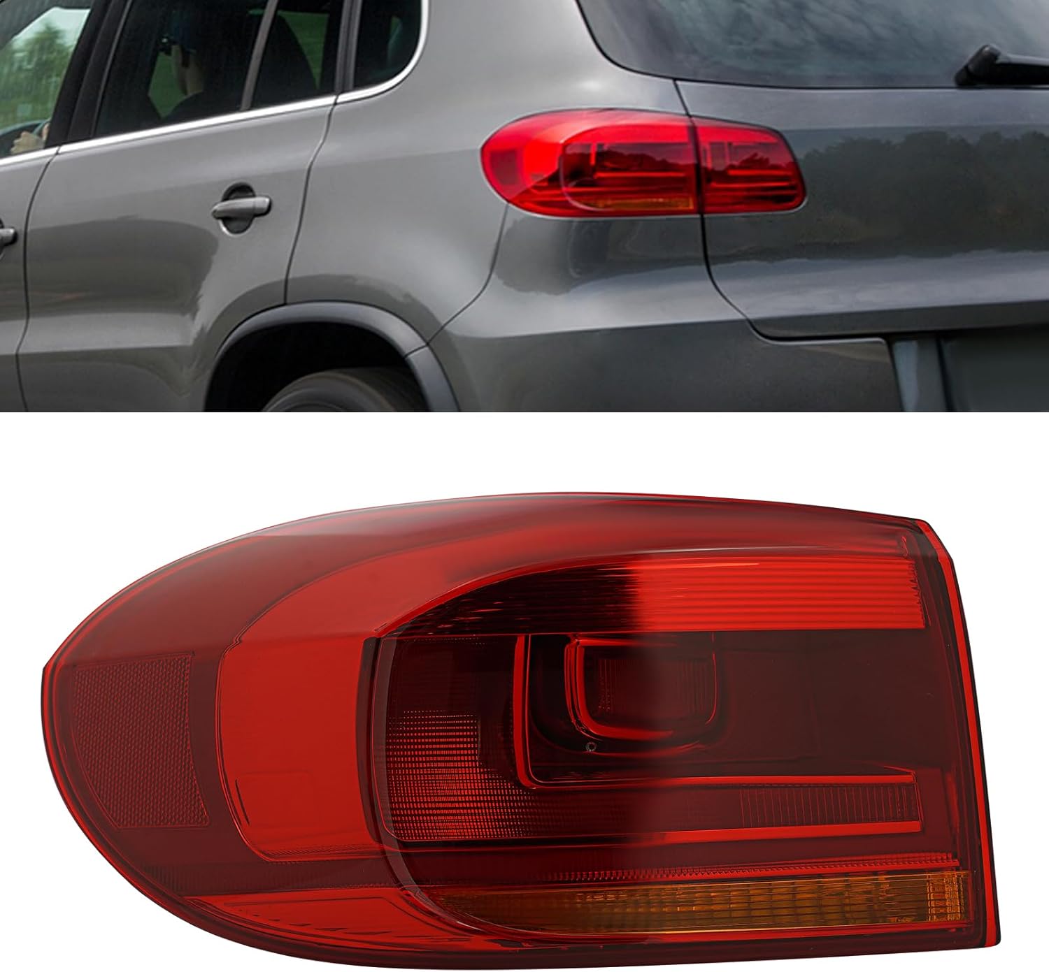 LYNICESHOP Halogen Tail Light Assembly for Volkswagen Tiguan 2012-2017, Left Rear Outer Tail Lights Replacement, Compatible with OEM 5N0945095R, VW2804110 (Left Driver Side)