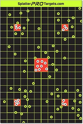 Objetivos de salpicaduras de 12 x 18. Disparos estallan con una salpicadura brillante sobre el impacto. Vea instantáneamente sus disparos.