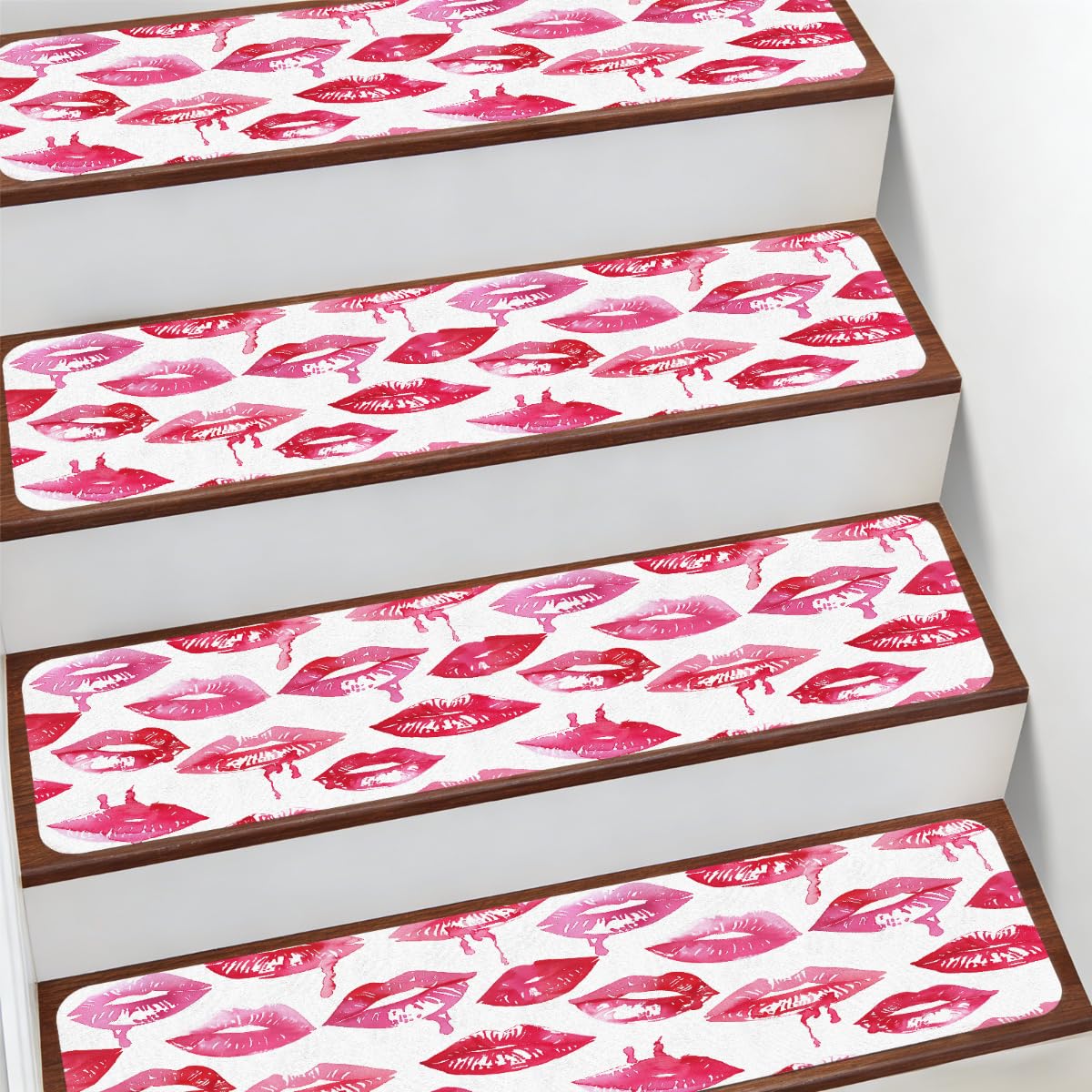 Alfombra para peldaños de escalera de 7.8x30 pulgadas protectores interiores rosa