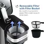 Elite Gourmet EHC111A Maxi-Matic Personal 14oz Single-Serve Compact Coffee Maker Brewer, Includes Stainless Steel Interior Thermal Travel Mug, Compatible with Coffee Grounds, ReCaable Filter, Black