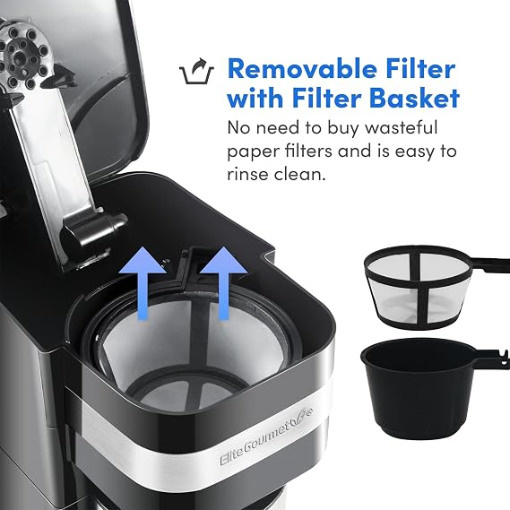Elite Gourmet EHC111A Personal Single-Serve Compact Coffee Maker, Black