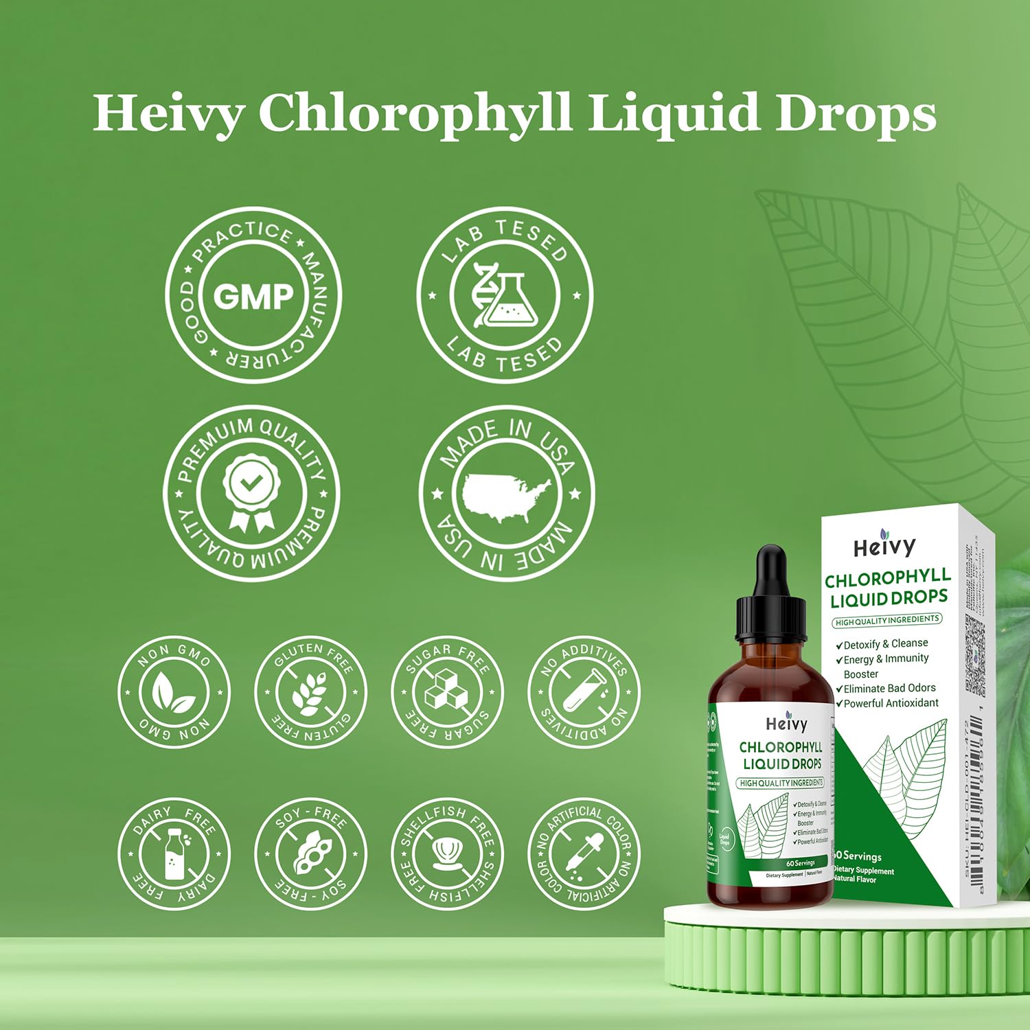 Heivy Chlorophyll Liquid Drops 50mg, 2 fl oz, Natural Flavor — Amazon image 3