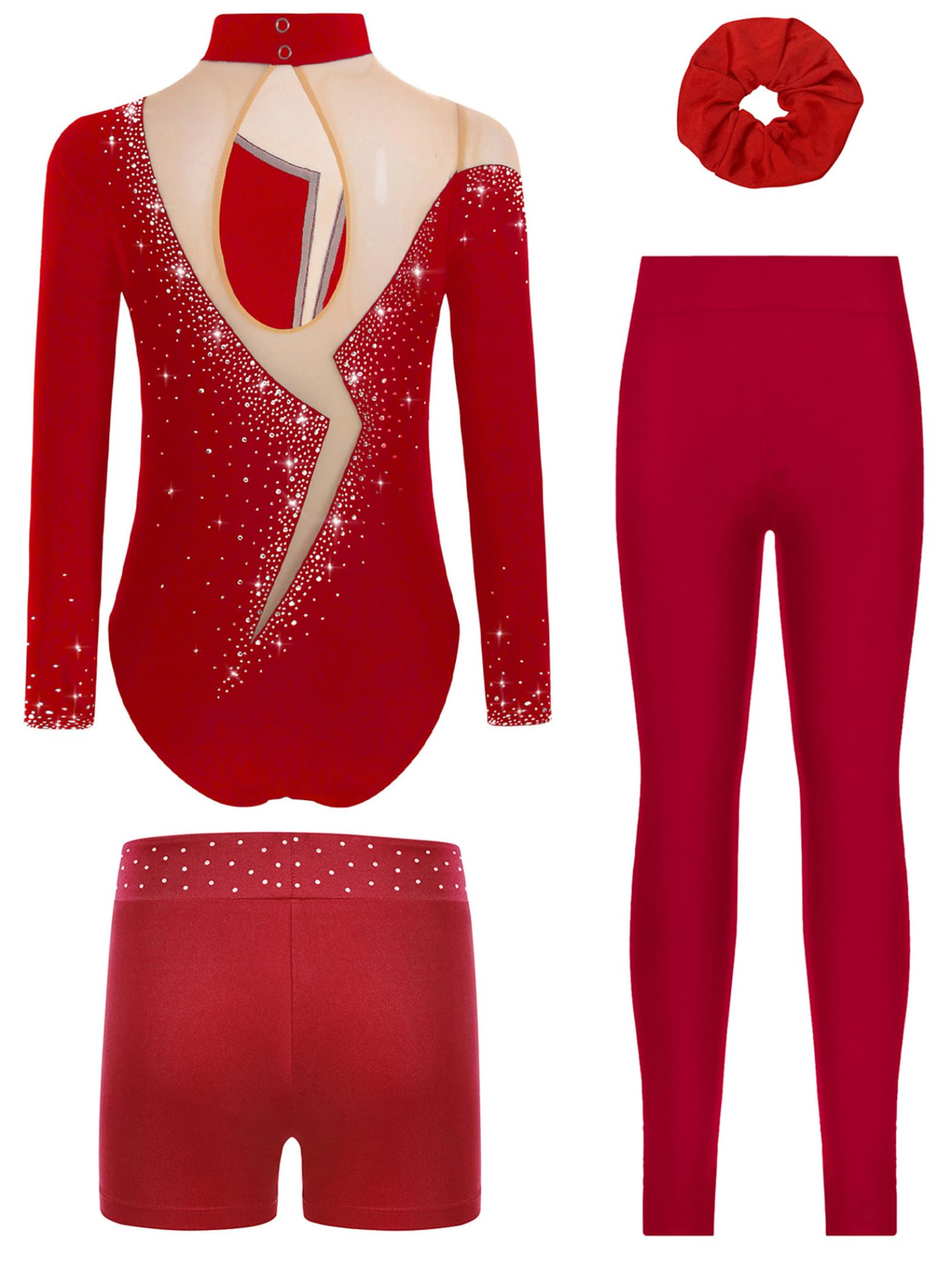 Traje Gimnasia Con Brillo Niña Años Traje Gimnasia Manga Larga Patinaje Artístico Body Mono Camiseta Leotardos Competencia Baile