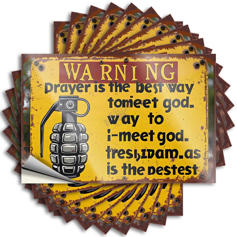 Man Cave Accessories, Saying Funny Bumper Quote Stickers, Heavy No Residue Decals for Luggage | Taupe Party Favor Custom Prayer: The Best Way to Meet God - A Warning Sign(6X9CM)