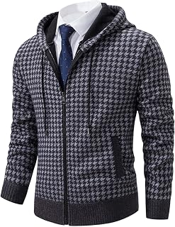 Duohropke Cardigans for Men Long Knitted Cardigan Winter Warm Fleece Knitted Coat Inside Outdoor Sweatshirt V-Neck Pullover without Hood Autumn Leisure Jacket Men Jacket