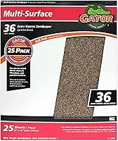 Vista 1 de Gator - Hojas de lijado multisuperficie de 9 x 11 pulgadas, grano 36, paquete de 25
