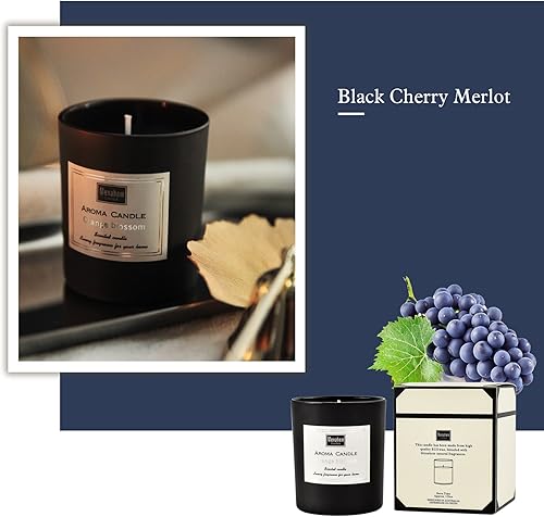 Miniatura 2 de Vela perfumada Merlot de cereza negra, juego de velas de regalo de aroma floral de 5.29 oz, cera de soja hecha a mano en tarro de vidrio 12 horas,
