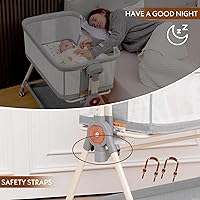 Vista 6 de Moisés mecedor para bebé, con sábana impermeable, 3 en 1, moisés de noche ajustable de 6 alturas para recién nacido (gris)