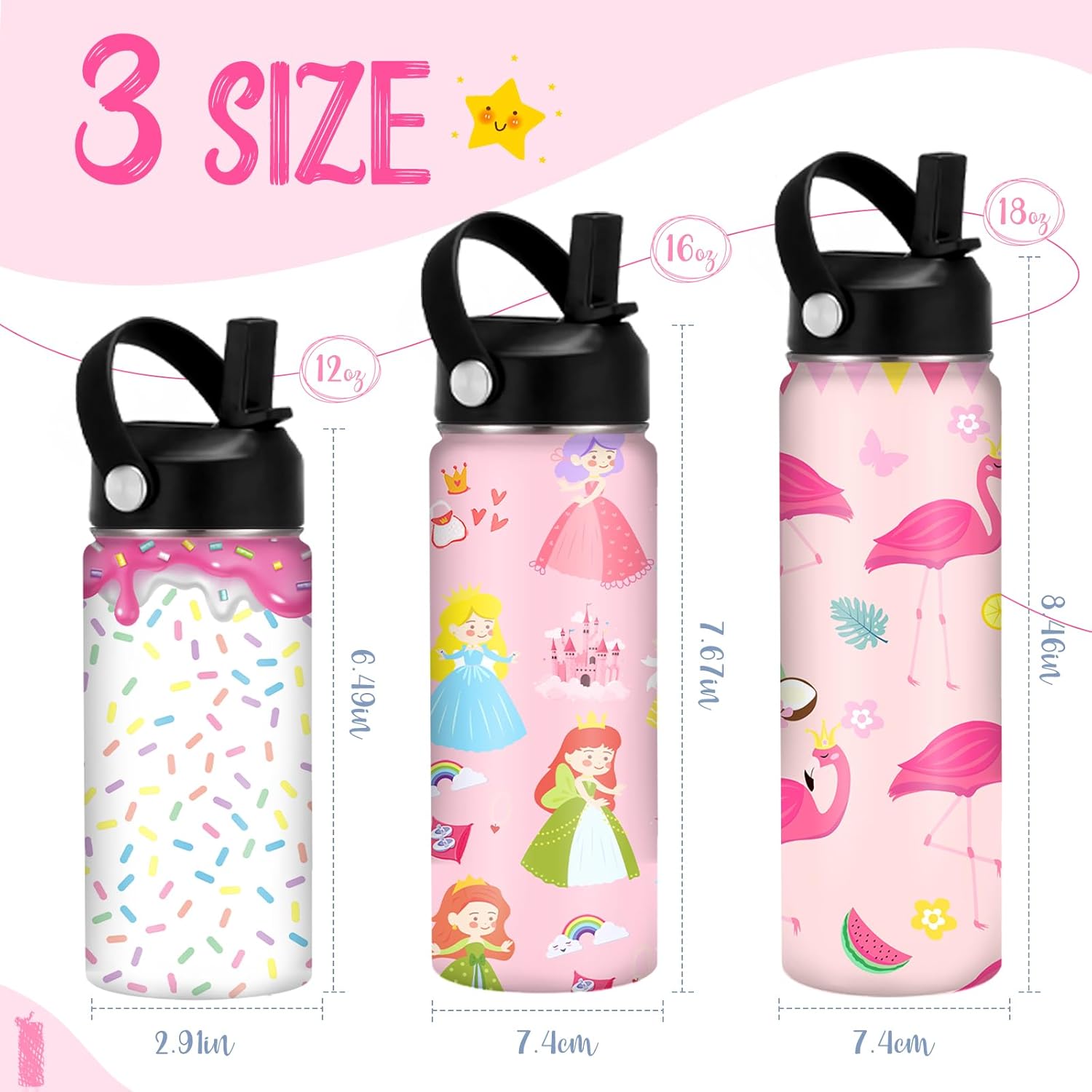 Custom Water Bottle Personalized Cups for Kids Girls Boys Toddler Customized Name Water Bottles Customizable Gifts for School 12 16 18 oz - Image 4