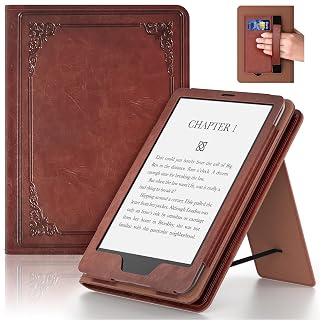 Lainergie 6in Tablet Case with Stand and Hand Strap,Incompatible with Old Version, Durable Synthetic Leather Cover with Auto Sleep Wake, Vintage Brown - Amazon product rated Grade A