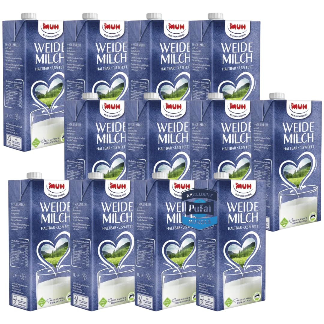 PUFAI Bundle – MUH H-Weidemilch 3,5% Fett – 12 l | Haltbar & vielseitig einsetzbar