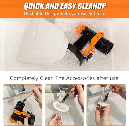 Miniatura 5 de TDAGRO Pulverizador de pintura inalámbrico de 20 V 3.0 Ah, pistola eléctrica HVLP de pintura en aerosol de 47.3 fl oz, 2 boquillas3 patrones,