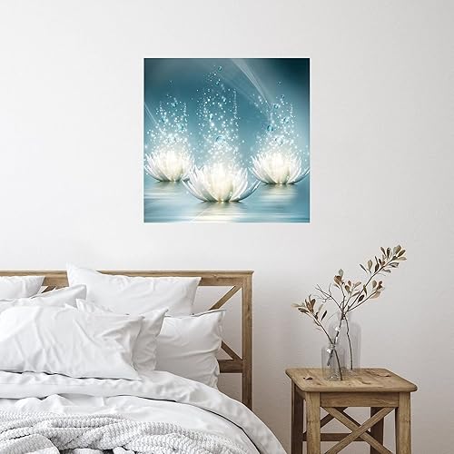 Miniatura 17 de Calcomanías murales de flores de loto blanco, calcomanías de pared personalizadas con flores florales, calcomanías de vinilo para mural con citas