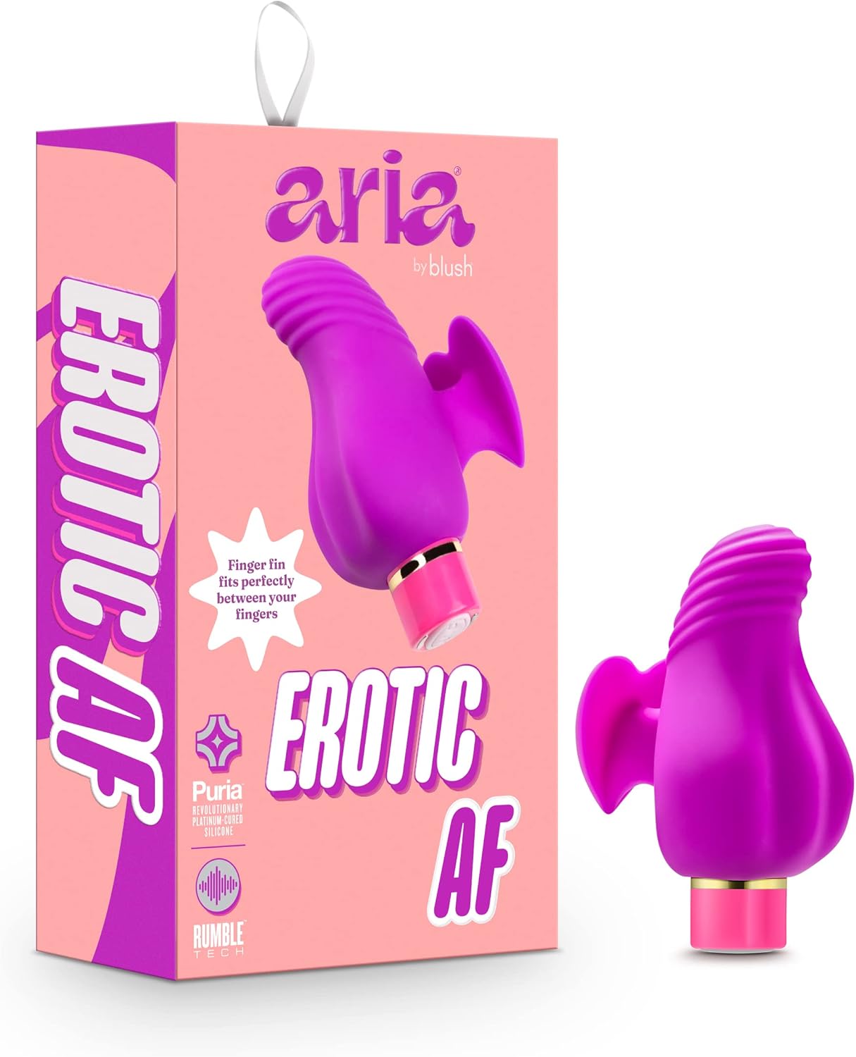 Blush ARIA 3.25" Erotic AF Finger Fin Silicone Vibrator - RumboTech Deep Rumbly Vibrations (10 Modes) Magnetic USB Charge - Women Couples Bath Shower G-Spot & External Pleasure Adult Sex Toy - Plum