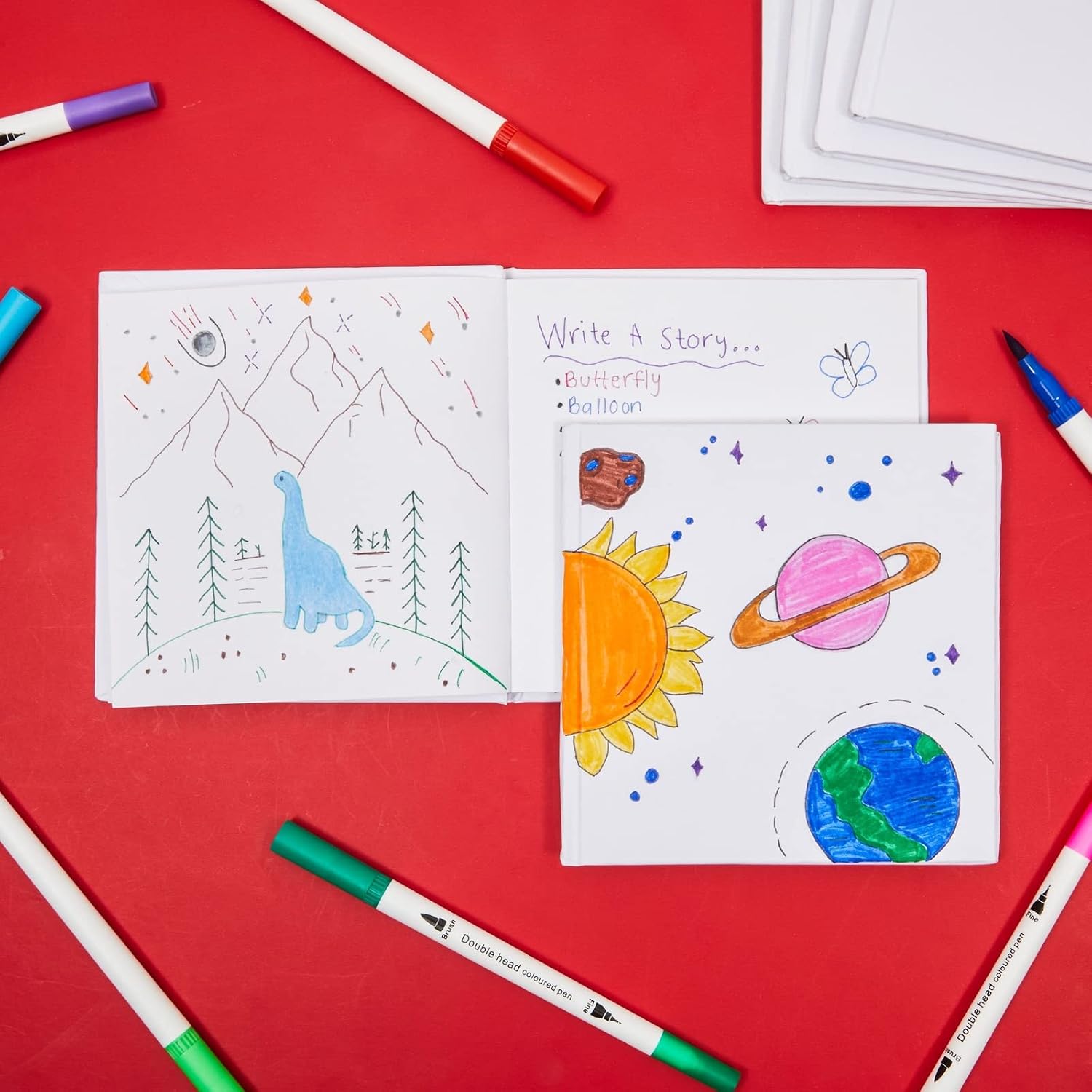 Paper Junkie Blank Books for Kids to Write Stories - 5.2 x 5.2 in White Hardcover, 6-Pack - Unlined Sketchbook Journal & Composition Notebook - Drawing Notebook for Kids - Create Your Own Book