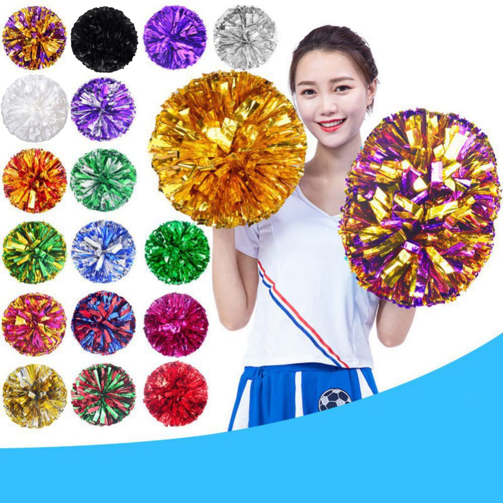 2 Pack Pom Poms Cheerleading with Baton Handle 12