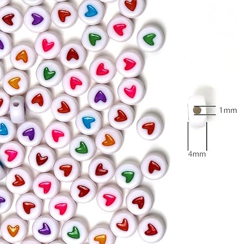 Miniatura 3 de Melius 500 cuentas acrílicas de corazón para pulseras, joyería, manualidades (4 x 7 redondas, color mixto)