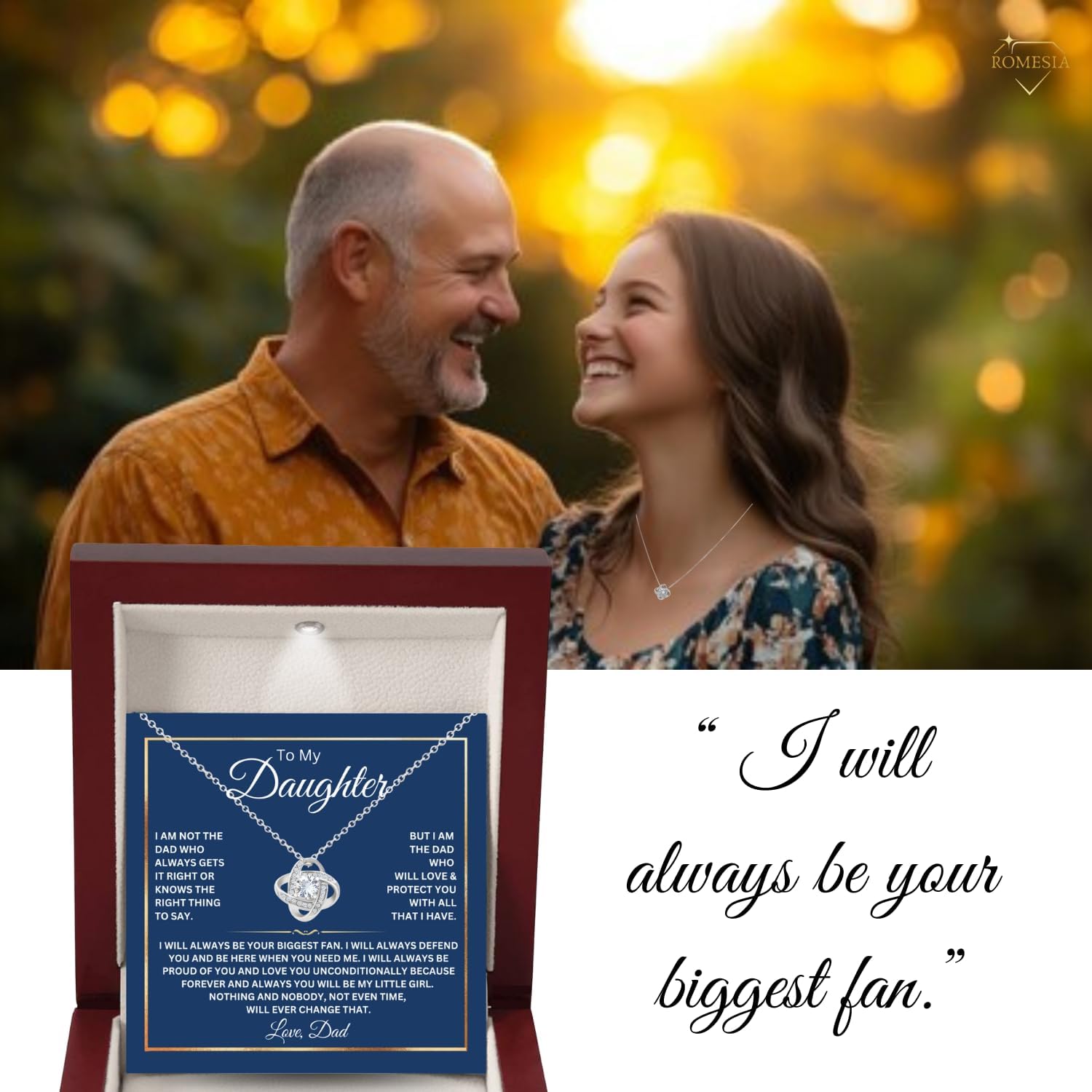 To My Daughter Necklace From Dad With Heartfelt Message, Daughter Birthday Present From Dad, Jewelry Gifts For Graduation for Her From Mom or Daddy, 14K Pendant - Image 7