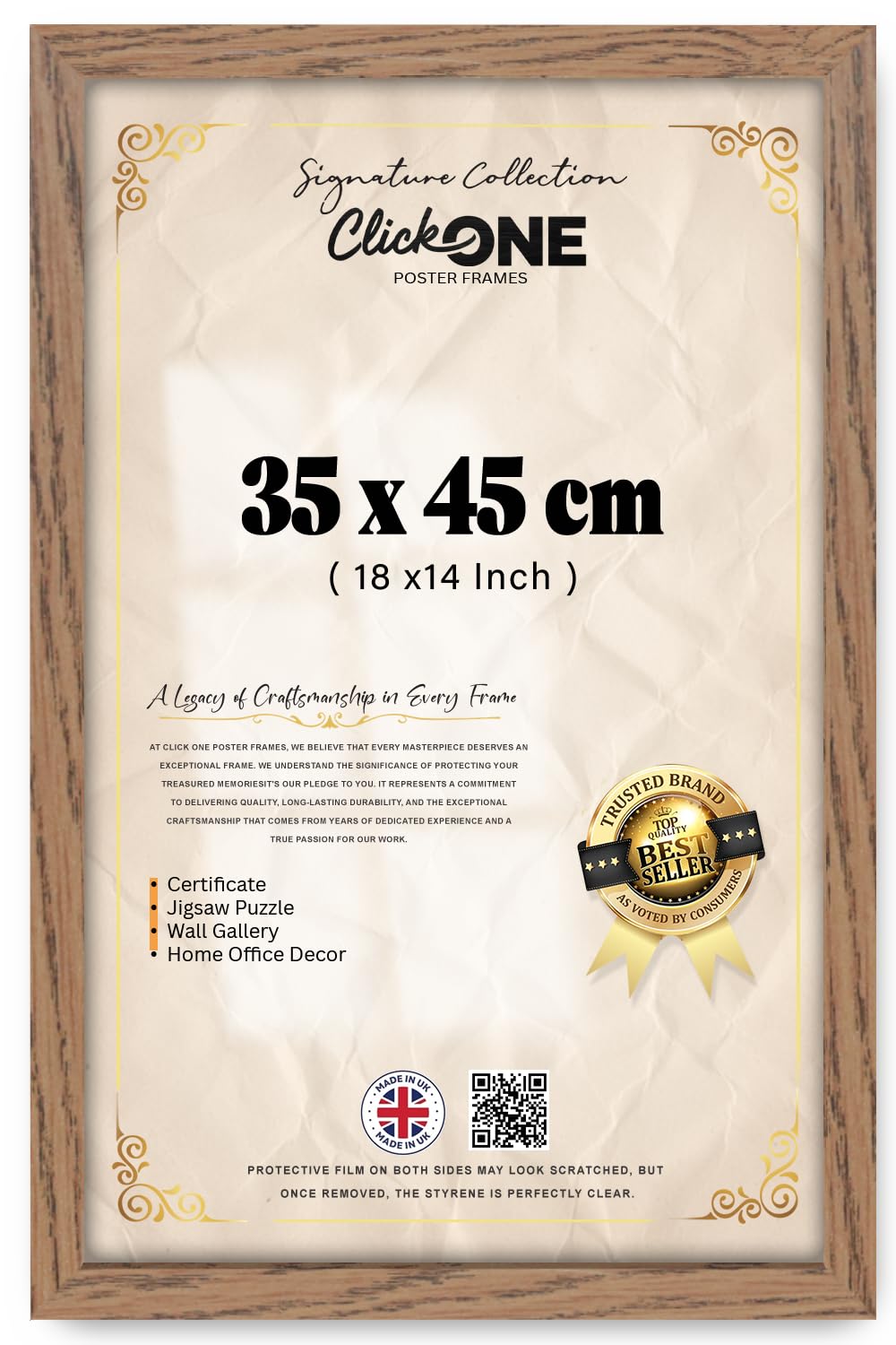Click One — Epic Collection Of (35 X 45 CM) Poster Frame | Ideal For Art And Photo In Vertical And Horizontal Formats (18 X 14 Inch) Enhancing Gallery Walls With Refined Edge Finish — Dark Oak